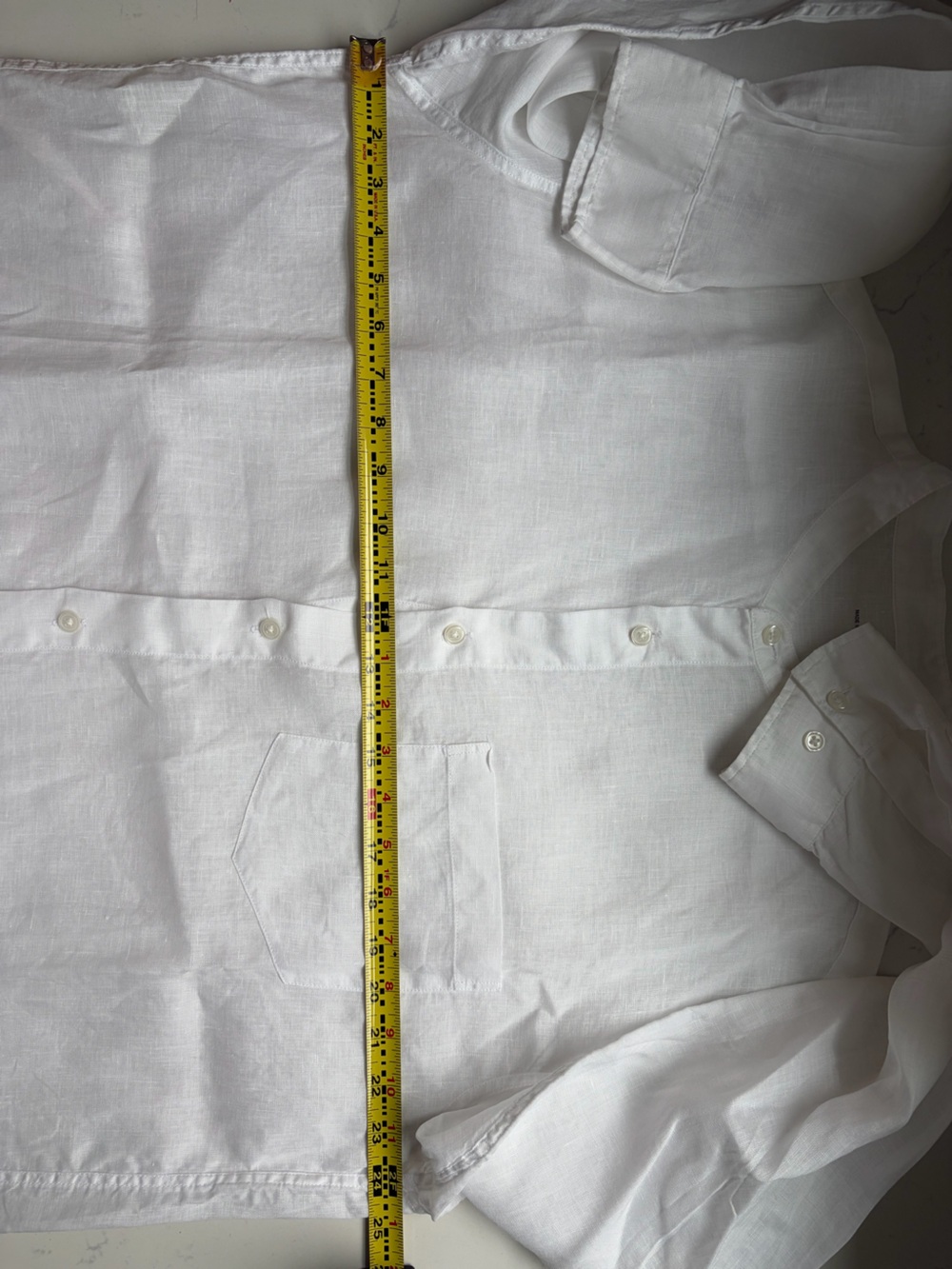 Muji White Band-Collar Linen Shirt - Picture 5 of 5